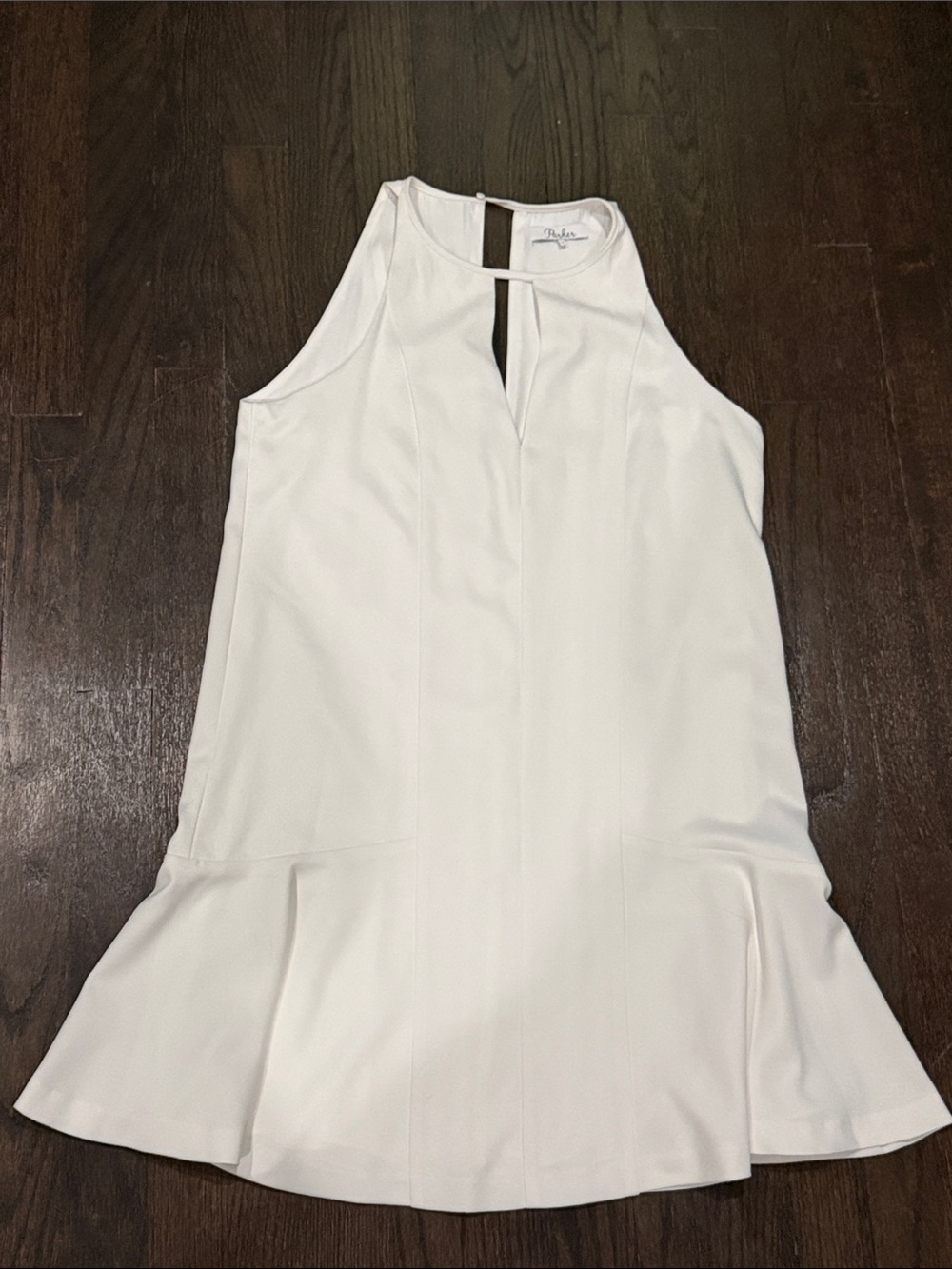 Parker White Sleeveless A-Line Dress with Keyhole Neck size small